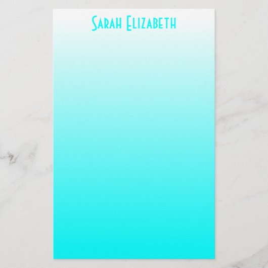 Aqua Witte Ombre Briefpapier (Voorkant)