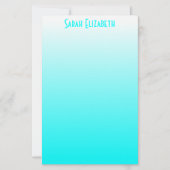 Aqua Witte Ombre Briefpapier (Voorkant)