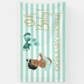 Aqua Witte Streep Etnische Baby Ballerina Tutu Spandoek (Verticaal)