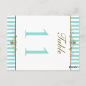 Aqua, Witte Strepen Gouden Rollen Tafelnummer Kaar (Achterkant)