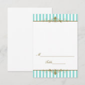 Aqua, witte strepen met Gold Scrolls Plaatskaart (Voorkant / Achterkant)