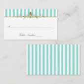 Aqua, witte strepen met Gold Scrolls Plaatskaart Plaatskaartje (Voorkant / Achterkant)