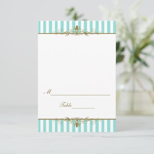 Aqua, Witte Strepen met Gouden Krullen Plaatskaart (Staand voorkant)