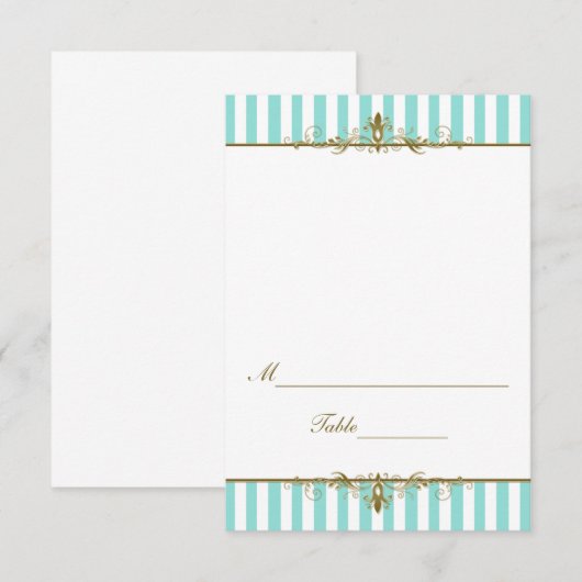 Aqua, Witte Strepen met Gouden Krullen Plaatskaart (Voorkant / Achterkant)