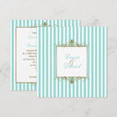 Aqua, witte strepen met gouden rollen uitnodiging (Voorkant / Achterkant)