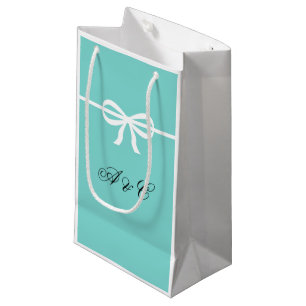 Aqua & Witte Strik Feestzakjes Klein Cadeauzakje