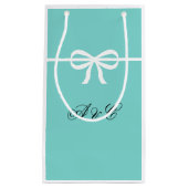 Aqua & Witte Strik Feestzakjes Klein Cadeauzakje (Voorkant)