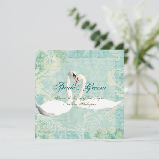 Aqua-witte  verloving kaart (Staand voorkant)