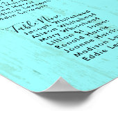 Aqua Wood Grain Driftwood Reception Grafiek Poster (Hoek)