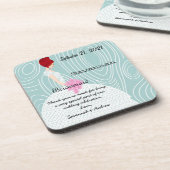 Aqua WoodGrain Pattern Red Head Bridesmaid Onderze Onderzetter (Linkerzijde)