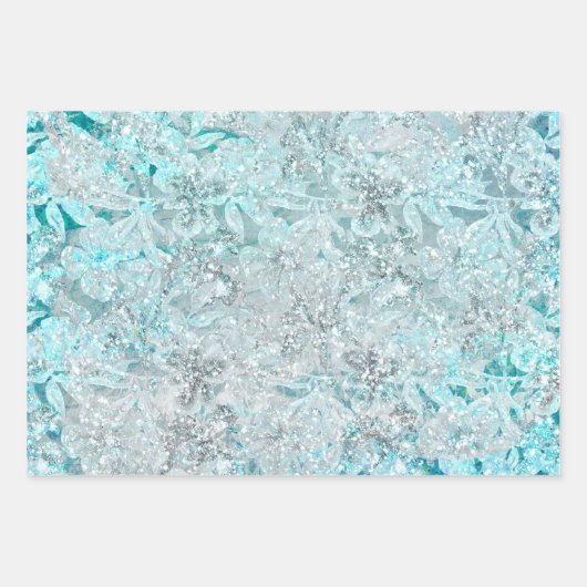  Aqua Wrapping Paper Flat Sheet Set van 3 (Voorkant 2)