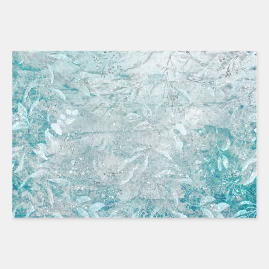  Aqua Wrapping Paper Flat Sheet Set van 3 (Voorkant)