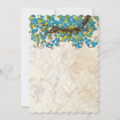 Aqua Yellow Cherry Blossom Tea Stain Invitations Kaart (Achterkant)