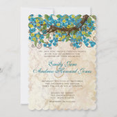 Aqua Yellow Cherry Blossom Tea Stain Invitations Kaart (Voorkant)