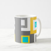 Aqua Yellow Grey White Geometric Color Block Koffiemok (Voorkant rechts)