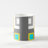 Aqua Yellow Grey White Geometric Color Block Koffiemok (Center)