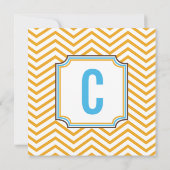 Aqua Yellow Modern Zig Zag Typografie Huwelijk Kaart (Achterkant)