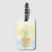 Aqua Yellow Pineapple Gold Dream Bagagelabel (Voorkant (verticaal))