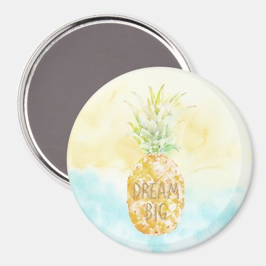 Aqua Yellow Pineapple Gold Dream Magneet (Voorkant / Achterkant)
