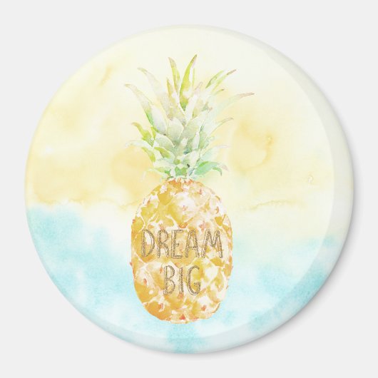 Aqua Yellow Pineapple Gold Dream Magneet (Voorkant)