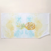 Aqua Yellow Pineapple Gold Dream Strandlaken (Voorkant)