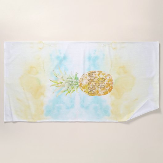 Aqua Yellow Pineapple Gold Dream Strandlaken (Voorkant)
