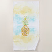 Aqua Yellow Pineapple Gold Dream Strandlaken (Voorkant)