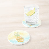 Aqua Yellow Pineapple Gold Dream Zandsteen Onderzetter (Zijkant)