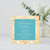 AQUA & YELLOW SHOWER | VRIJGEZELLENFEEST INVITE KAART (Staand voorkant)