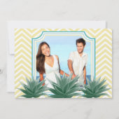 Aqua Yellow Succulent ModernTypography Wedding Kaart (Achterkant)