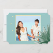 Aqua Yellow Succulent Typography Wedding Kaart (Achterkant)