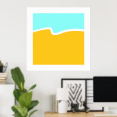 Aqua Yellow Wave Color Block Poster (Thuiskantoor)