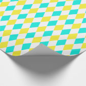 Aqua Yellow White Harlequin Diamond Pattern Cadeaupapier (Hoek)