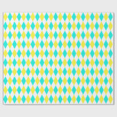 Aqua Yellow White Harlequin Diamond Pattern Cadeaupapier (Vlak)