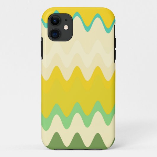 Aqua Yellow White Wavy Stripes Pattern Case-Mate iPhone Case (Achterkant)