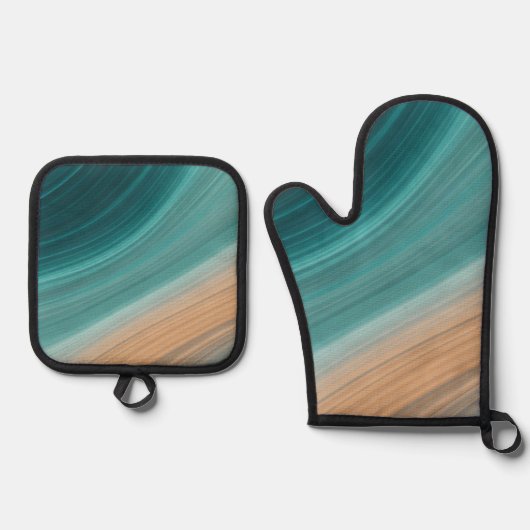 Aqua Zandstroom Ovenwant & Pannenlap Set (Voorkant)