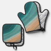 Aqua Zandstroom Ovenwant & Pannenlap Set (Voorkant / Achterkant)