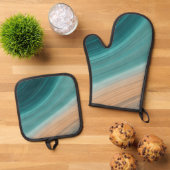 Aqua Zandstroom Ovenwant & Pannenlap Set (Top down)