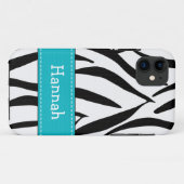 Aqua Zebra Print Case-Mate iPhone Case (Achterkant (horizontaal))