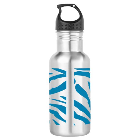 Aqua Zebra print Monogram Waterfles (Achterkant)
