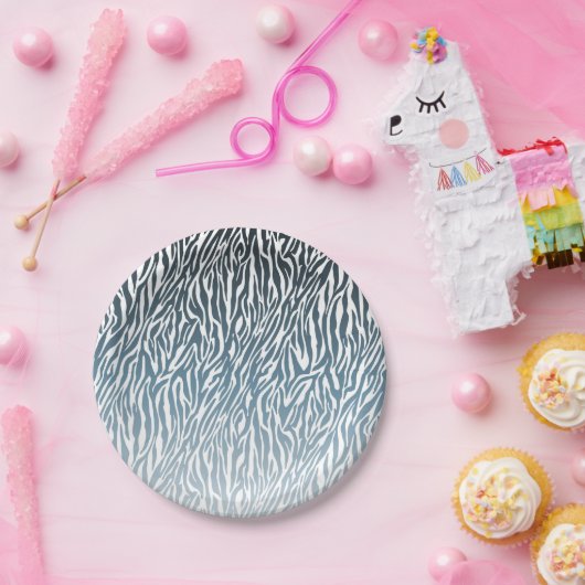 Aqua Zebra Print Ombre Papieren Bordje (Feest)