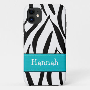 Aqua zebraprint Case-Mate iPhone case