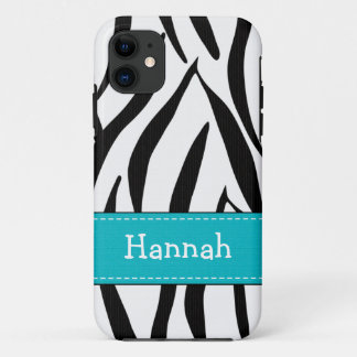 Aqua zebraprint Case-Mate iPhone case