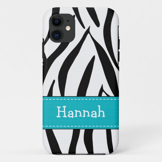 Aqua zebraprint Case-Mate iPhone case (Achterkant)