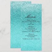 Aqua Zee Blauwe Glitter Schittering Glam Feest Men Menu (Voorkant / Achterkant)