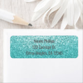 Aqua Zee Blauwe Glitter Sparkle Feest Uitnodiging Etiket (Insitu)
