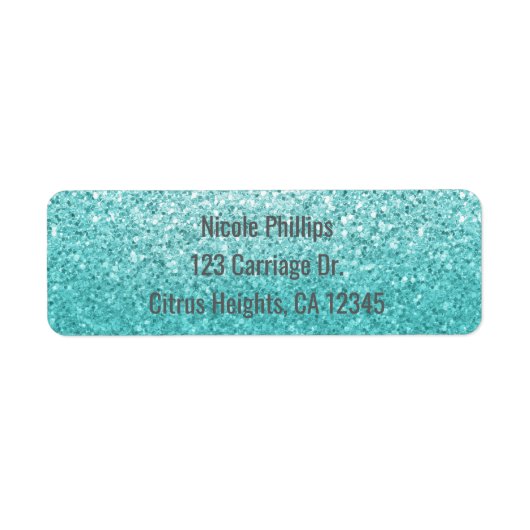 Aqua Zee Blauwe Glitter Sparkle Feest Uitnodiging Etiket (Voorkant)