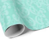 Aqua Zee Blue Damask Cadeaupapier (Rol Hoek)