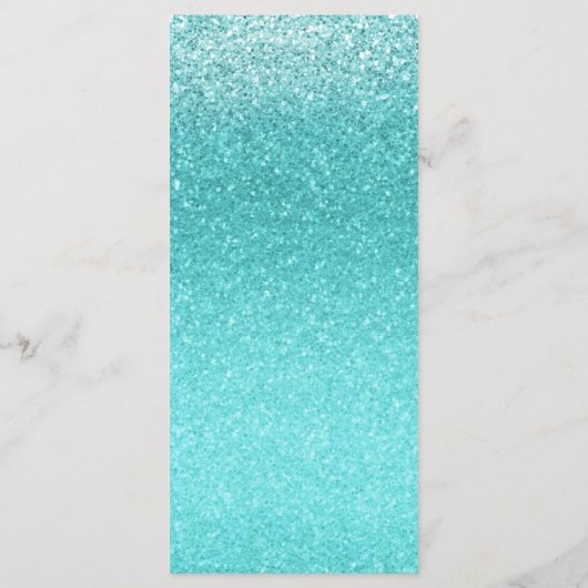 Aqua Zee Blue Glitter Sparkle Glam Party Menu (Achterkant)