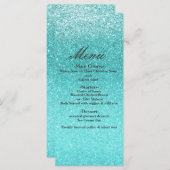 Aqua Zee Blue Glitter Sparkle Glam Party Menu (Voorkant / Achterkant)